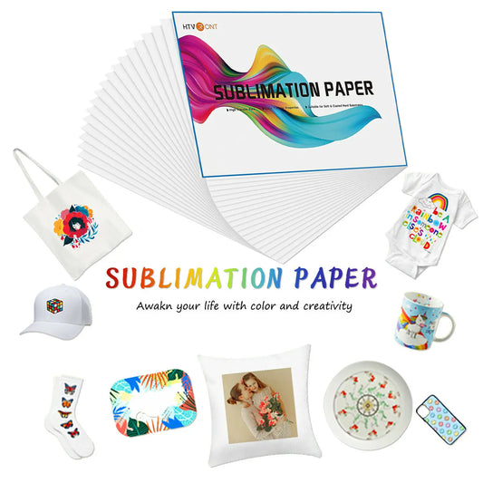HTVRONT 150 Sheets A4/A3(US)8.5 x 11in Sublimation Paper Heat Transfer Paper for Inkjet Printer T-shirt Clothes Printing 120g