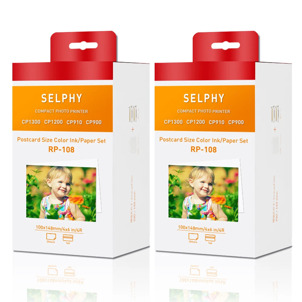 Compatible Canon KP-108IN 3 Color Ink 180 Sublimation Photo Paper 4*6" (100*148mm) for Canon Selphy CP1300 CP1200 CP900 Printer