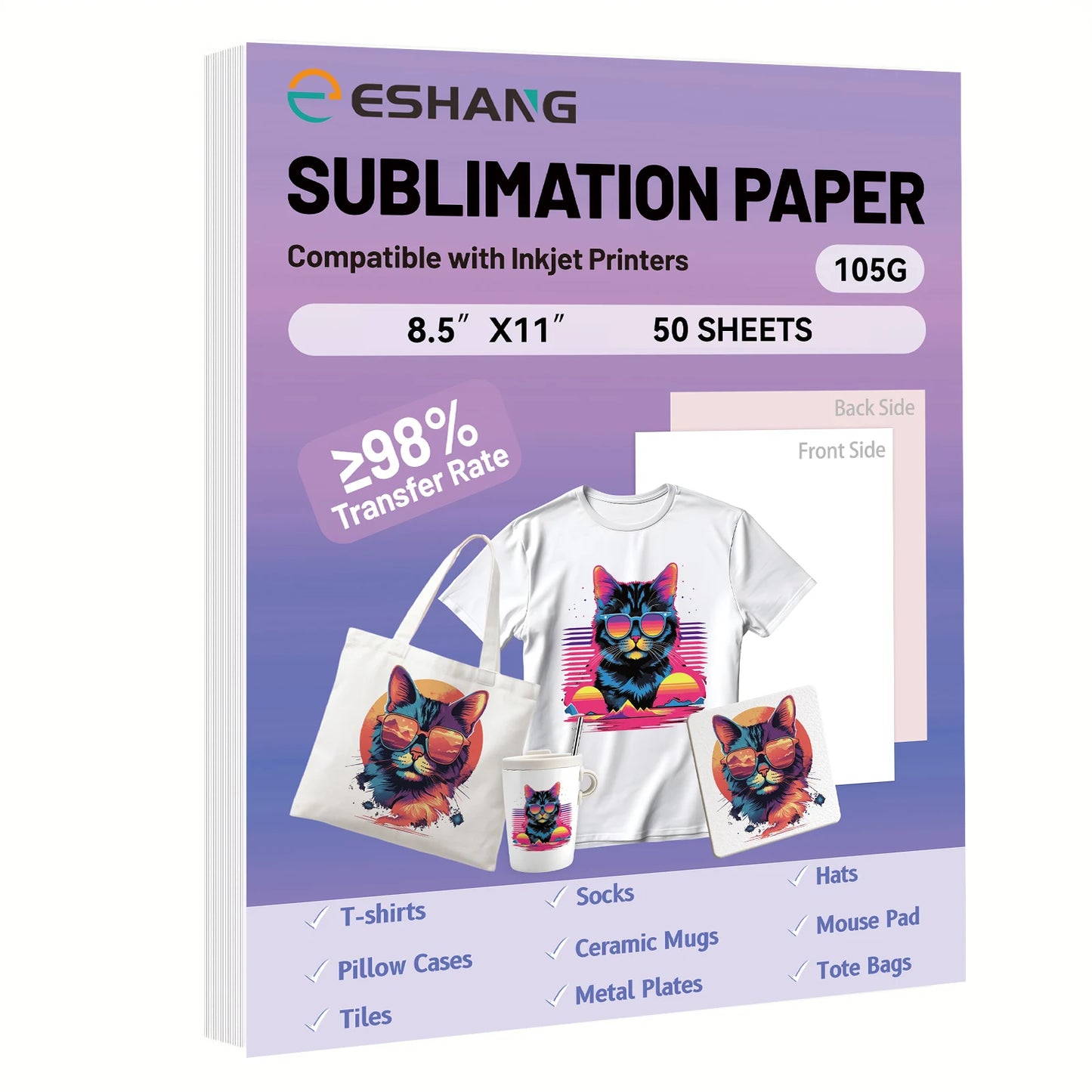 A4/Letter Size Sublimation Paper for Inkjet Printer 105g or 125g Sublimation Transfer Blanks Paper Material DIY T-Shirts Mugs
