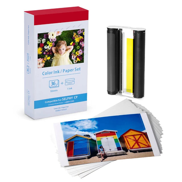 Compatible Canon KP-108IN 3 Color Ink 180 Sublimation Photo Paper 4*6" (100*148mm) for Canon Selphy CP1300 CP1200 CP900 Printer