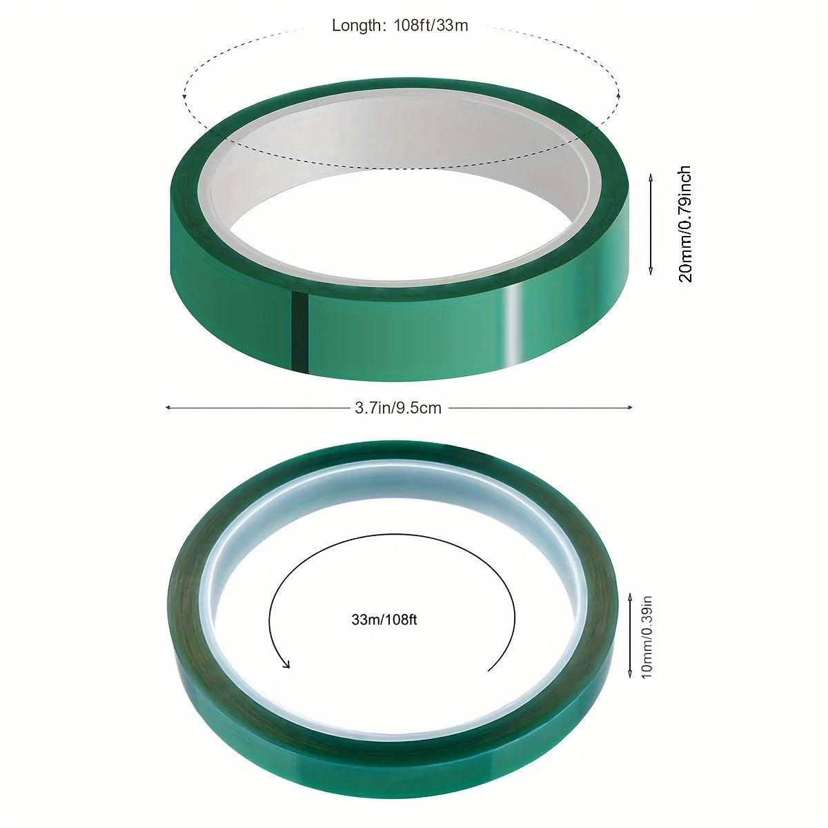Heat Tape for Heat Press,20mm/10mm,33m High Temperature Tape,Heat Resistant Tape,Heat Transfer Tape for Sublimation
