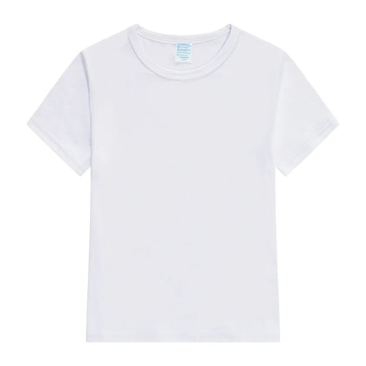 Polyester Solf Touch Sublimation Blank White T-shirt Summer Man Unisex O-neck Short Sleeve Tshirt Sports Clothing for Kids Adult
