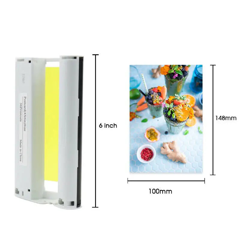 Compatible Canon KP-108IN 3 Color Ink 180 Sublimation Photo Paper 4*6" (100*148mm) for Canon Selphy CP1300 CP1200 CP900 Printer